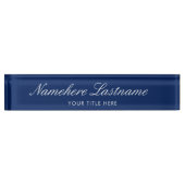 Navy Blue Elegant Script Eenvoudig Minimalistisch  Naambordje (Voorkant)