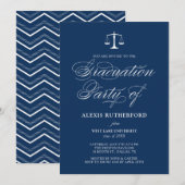 Navy Blue Elegant Script Law School Afstuderen Kaart (Voorkant / Achterkant)