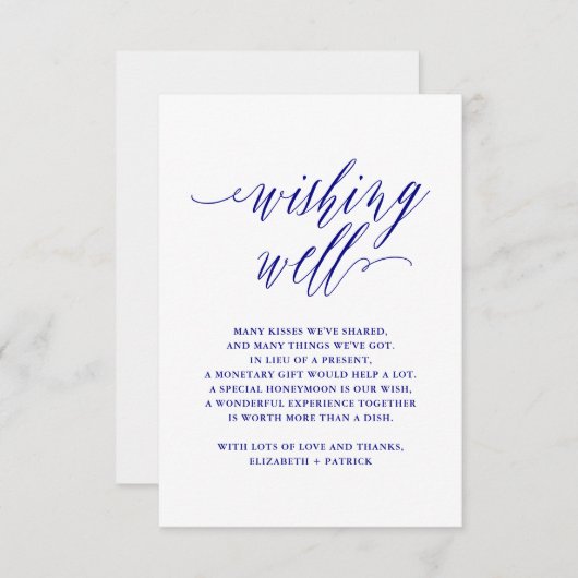Navy Blue Elegant Script Typografie Uitnodiging (Voorkant / Achterkant)