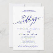 Navy Blue Elegant Script uitnodiging (Voorkant)