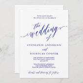 Navy Blue Elegant Script uitnodiging (Voorkant / Achterkant)