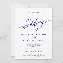 Navy Blue Elegant Script uitnodiging