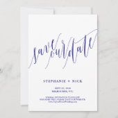 Navy Blue Elegant Script uitnodiging (Voorkant)
