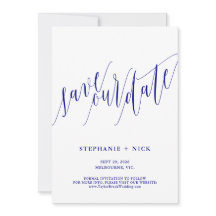 Navy Blue Elegant Script uitnodiging