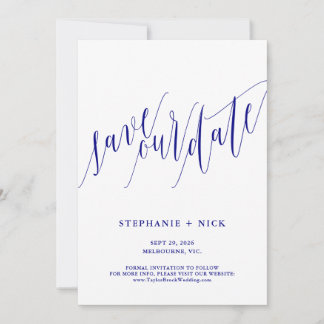 Navy Blue Elegant Script uitnodiging