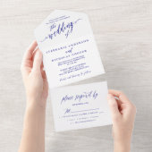 Navy Blue Elegant Script uitnodiging (Afscheurbaar)