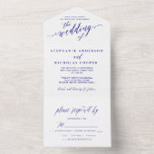 Navy Blue Elegant Script uitnodiging (Binnen)