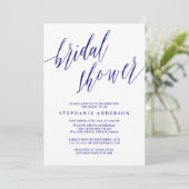 Navy Blue Elegant Script uitnodiging (Staand voorkant)