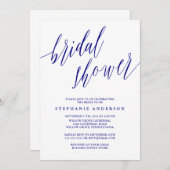 Navy Blue Elegant Script uitnodiging (Voorkant / Achterkant)