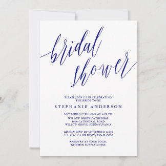 Navy Blue Elegant Script uitnodiging