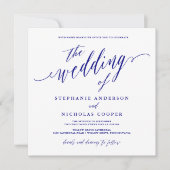 Navy Blue Elegant Script uitnodiging (Voorkant)