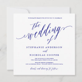 Navy Blue Elegant Script uitnodiging
