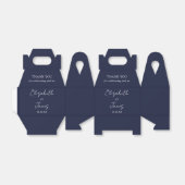 Navy Blue Elegant Script Wedding Bedankt Bedankdoosjes (Uitgevouwen)