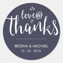 Navy Blue Elegant Script Wedding Dank u Sticker