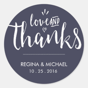 Navy Blue Elegant Script Wedding Dank u Sticker