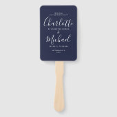 Navy Blue Elegant Signature Script Wedding Program Handwaaier (Voorkant)