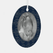 Navy Blue Elegant Snowflake Metalen Ornament (Voorkant Rechts)