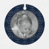 Navy Blue Elegant Snowflake Metalen Ornament (Voorkant)