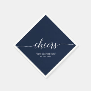 Navy Blue Elegant Stylish Lettering Cheers Event Servet