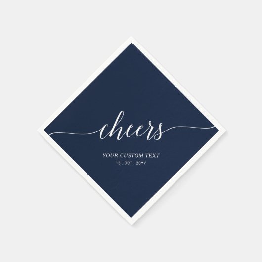 Navy Blue Elegant Stylish Lettering Cheers Event Servet (Hoek)