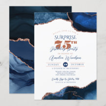 Navy Blue Elegant Surprise Adult Birthday