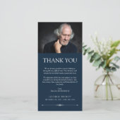 Navy Blue Elegant Sympathie Foto bedankt (Staand voorkant)