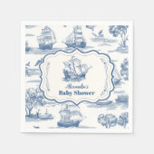 Navy Blue Elegant Toile Nautisch Baby shower Servet (Voorkant)