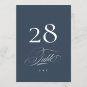 Navy Blue Elegant Wedding 5 x 7 Table Number Kaart (Achterkant)