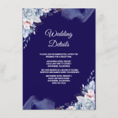 Navy blue elegant wedding informatiekaartje (Voorkant)