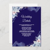Navy blue elegant wedding informatiekaartje (Voorkant / Achterkant)
