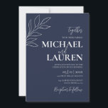 Navy Blue Elegant Wedding Invitation Kaart<br><div class="desc">Navy Blue Elegant trouwuitnodiging</div>