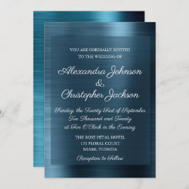 Navy Blue Elegant Wedding Invitation Kaart