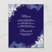 Navy blue elegant wedding Menu card (Voorkant)