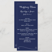 Navy Blue Elegant Wedding Menu Kaart (Voorkant / Achterkant)