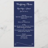 Navy Blue Elegant Wedding Menu Kaart (Voorkant)