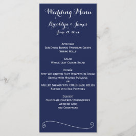 Navy Blue Elegant Wedding Menu Kaart