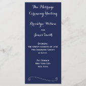 Navy Blue Elegant Wedding Programs Rack Kaarten (Voorkant)