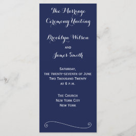 Navy Blue Elegant Wedding Programs Rack Kaarten