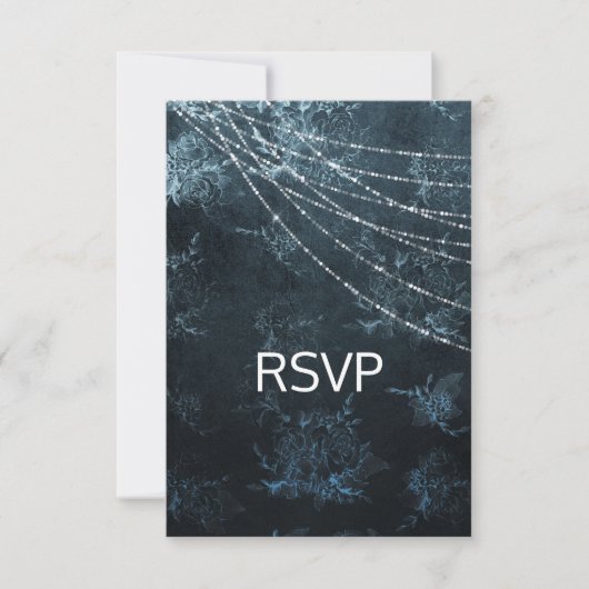 Navy Blue Elegant Wedding response rsvp Kaart (Voorkant)