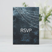 Navy Blue Elegant Wedding response rsvp Kaart (Staand voorkant)