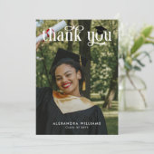 Navy Blue Elegant White Overlay Foto Afstuderen Bedankkaart