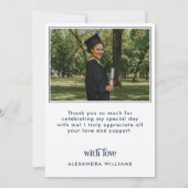 Navy Blue Elegant White Overlay Foto Afstuderen Bedankkaart