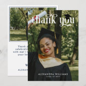 Navy Blue Elegant White Overlay Foto Afstuderen Bedankkaart