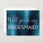 Navy Blue Elegant zal je mijn Bridesmaid zijn Uitnodiging Briefkaart (Voorkant / Achterkant)