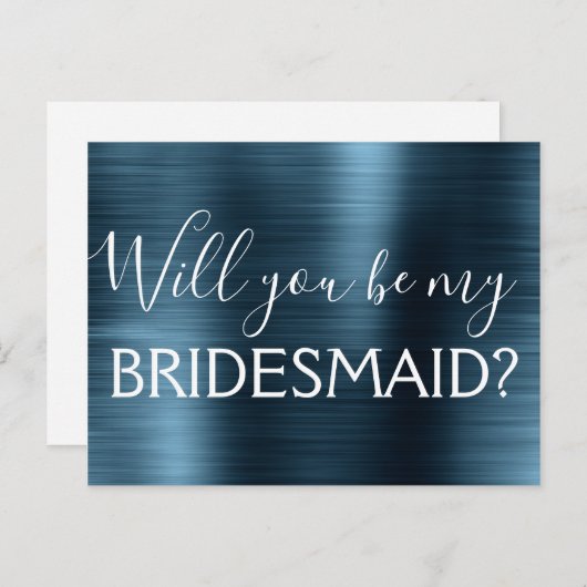 Navy Blue Elegant zal je mijn Bridesmaid zijn Uitnodiging Briefkaart (Voorkant / Achterkant)