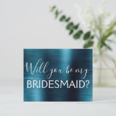 Navy Blue Elegant zal je mijn Bridesmaid zijn Uitnodiging Briefkaart (Staand voorkant)