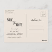 Navy Blue Elegante foto wild bladeren Save the Dat Briefkaart (Achterkant)