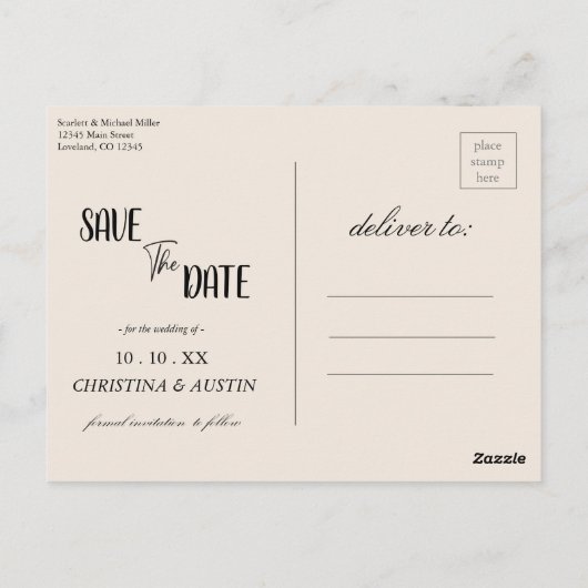 Navy Blue Elegante foto wild bladeren Save the Dat Briefkaart (Achterkant)