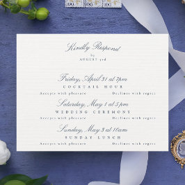 Navy Blue Elegante kalligrafie multi-event RSVP Kaartje