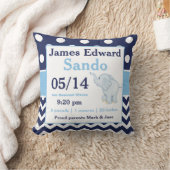 Navy Blue Elephant Baby Announcement Pillow Kussen (Deken)